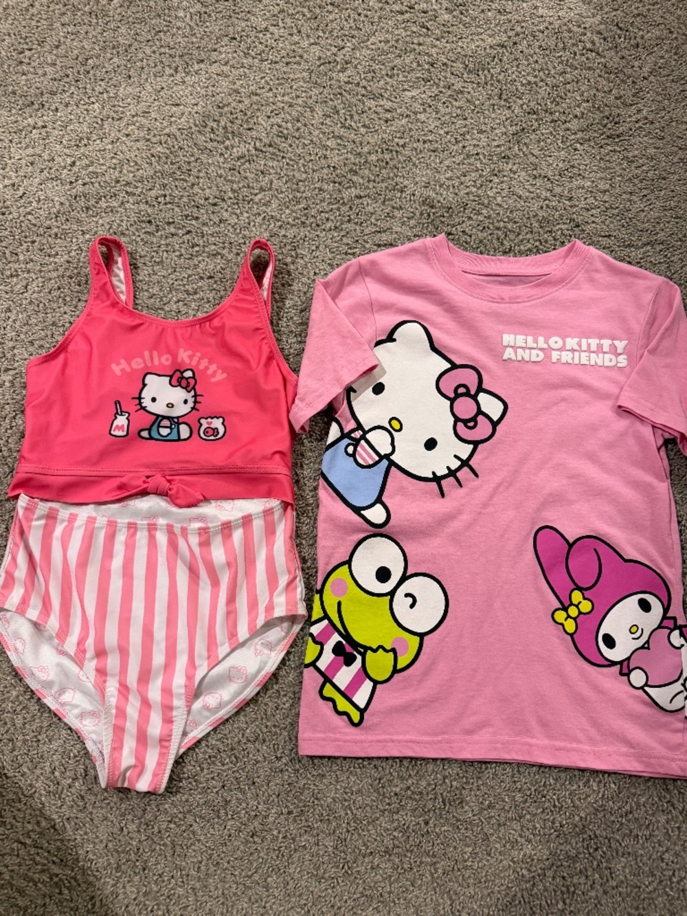 Hello kitty swimsuit and tshirt
